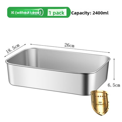 304 Stainless Steel Food Storage Box with Lid
