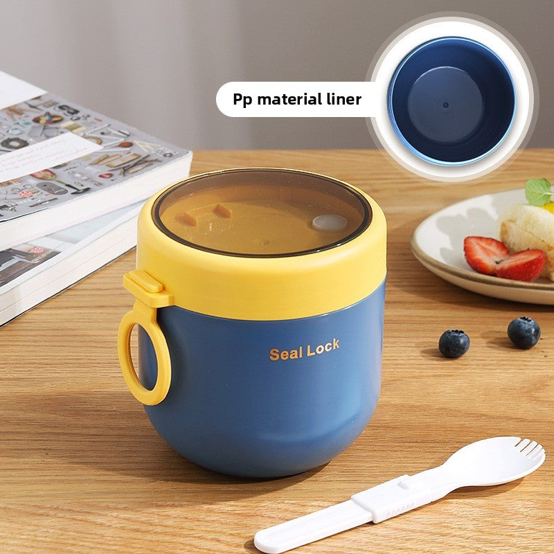 304 Stainless Steel Insulated Portable Breakfast Cup with Lid and Spoon for Oatmeal Milk Coffee