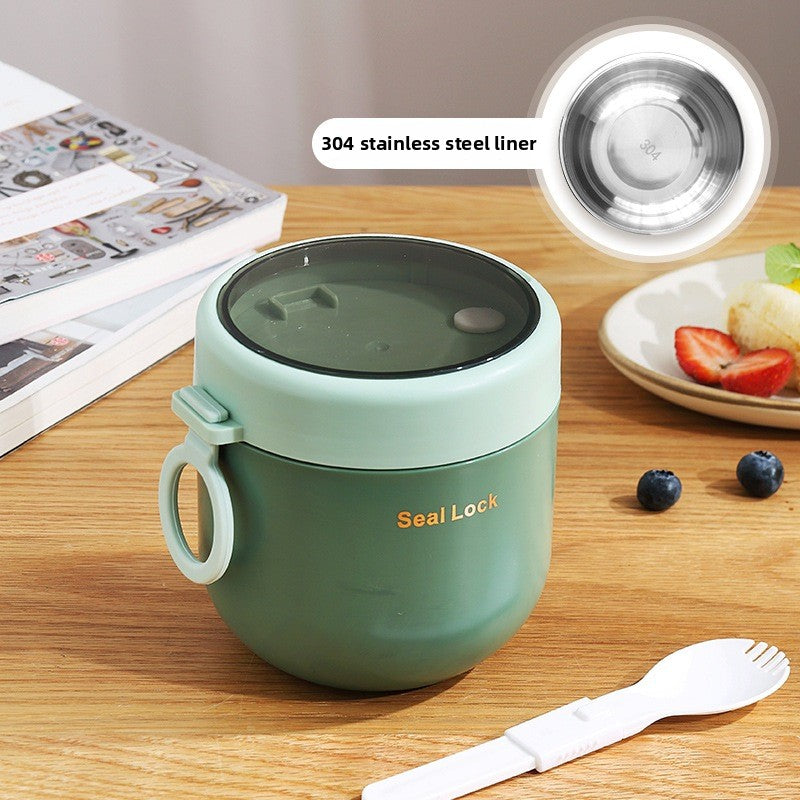304 Stainless Steel Insulated Portable Breakfast Cup with Lid and Spoon for Oatmeal Milk Coffee