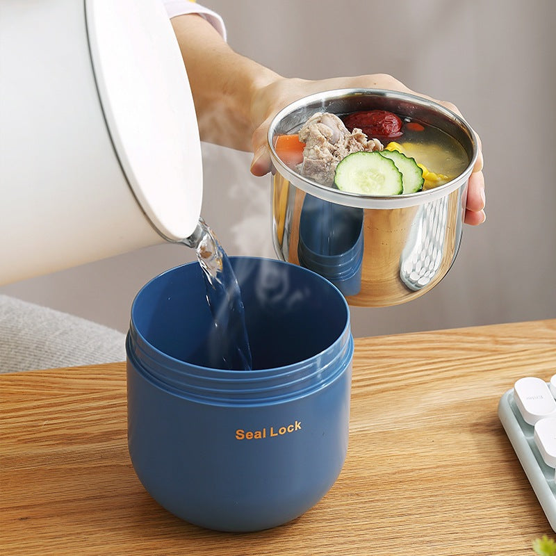 304 Stainless Steel Insulated Portable Breakfast Cup with Lid and Spoon for Oatmeal Milk Coffee