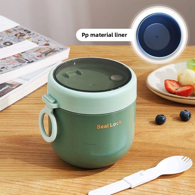 304 Stainless Steel Insulated Portable Breakfast Cup with Lid and Spoon for Oatmeal Milk Coffee