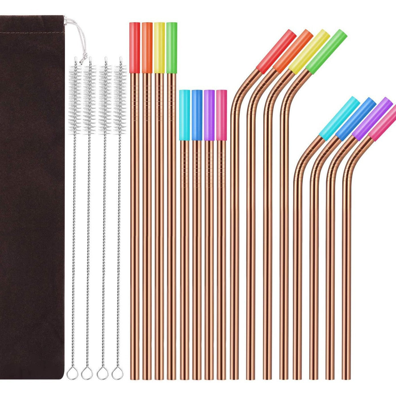 304 Stainless Steel Straw Set with Silicone Mouth