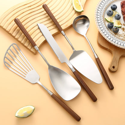 304 Stainless Steel Walnut Handle Cooking Spoon