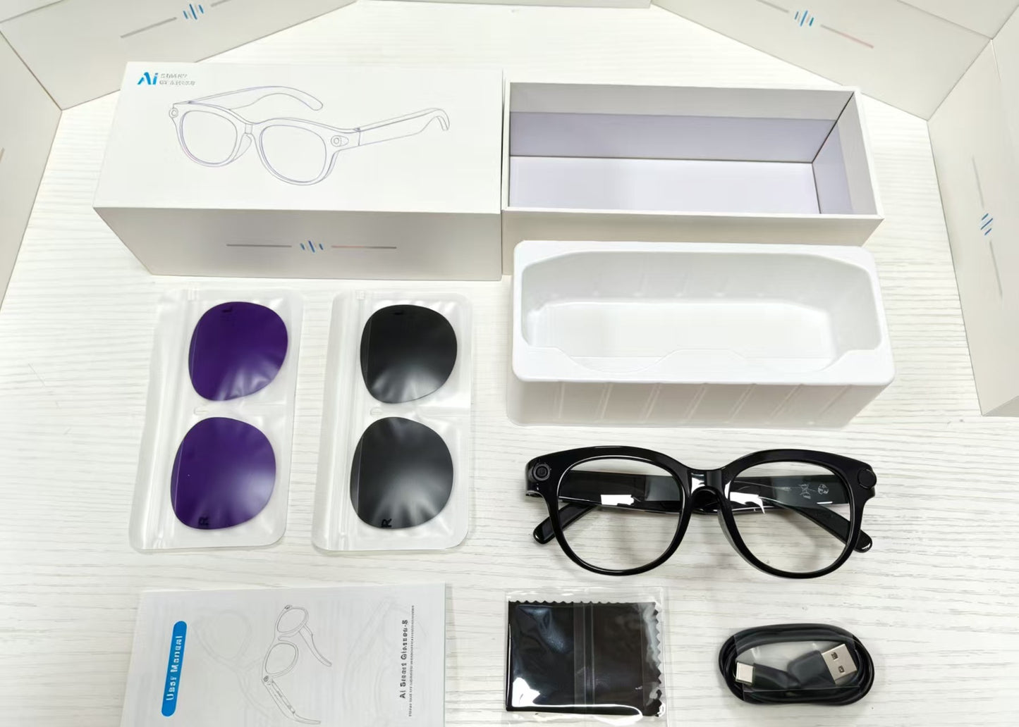 M89 Bluetooth Smart Glasses with HD Camera and AI Features