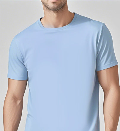 Buy Solid-Color Casual Short-Sleeve Crew Neck T-Shirt