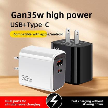 30W GaN Fast Charger USB-C USB-A Dual Port Adapter