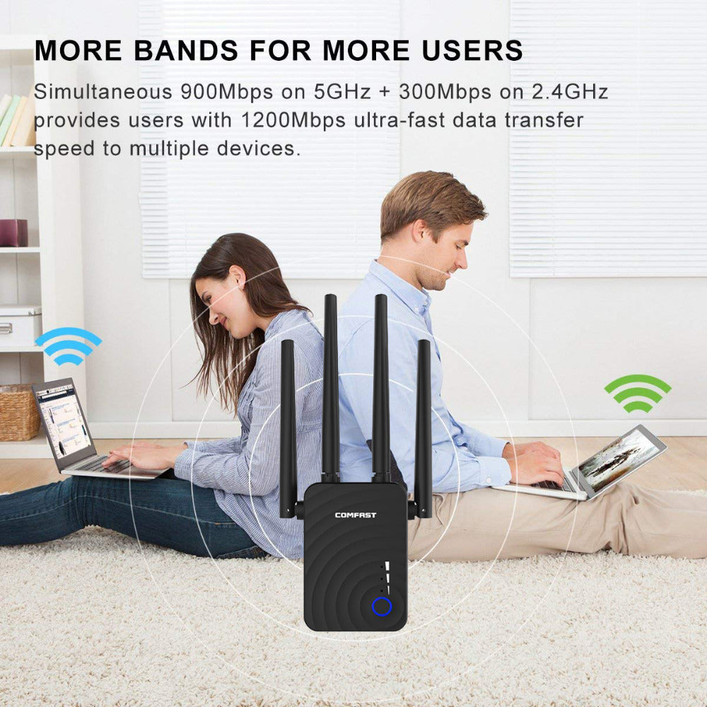 Dual-Band 1200Mbps Wireless Relay Router High Speed WiFi