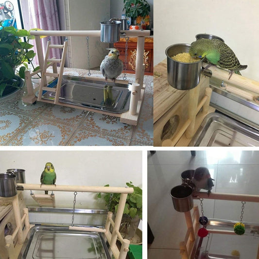 Wooden Parrot Standing Stand – Cockatiel Floor Perch
