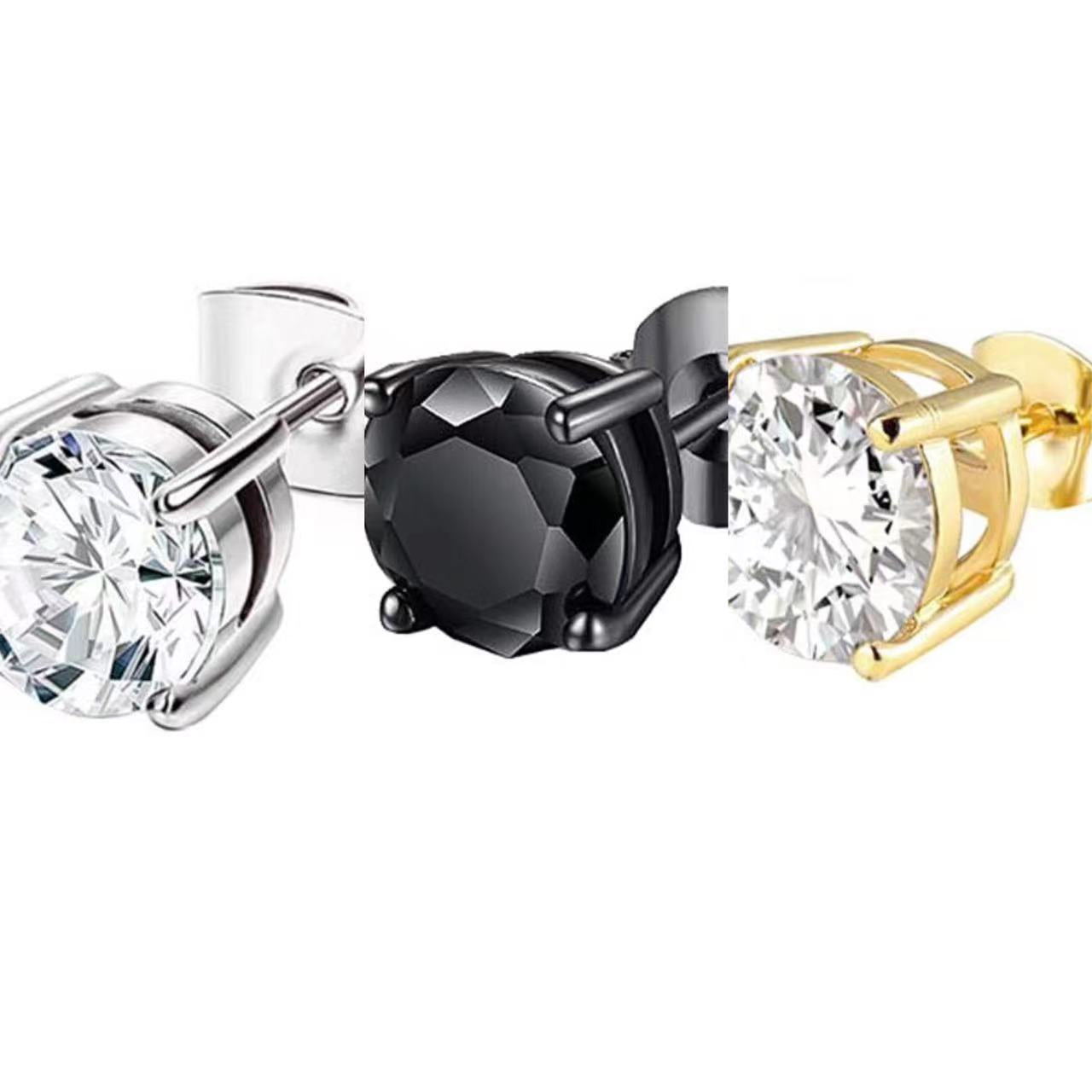 316 Stainless Steel Four-Claw Zircon Earrings