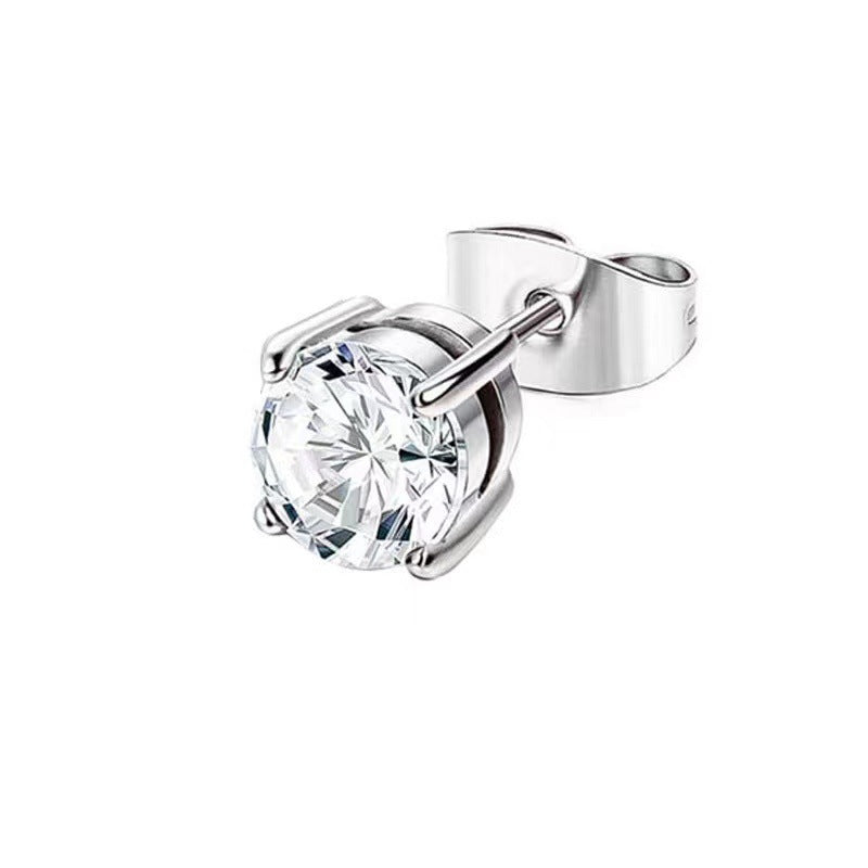 316 Stainless Steel Four-Claw Zircon Earrings