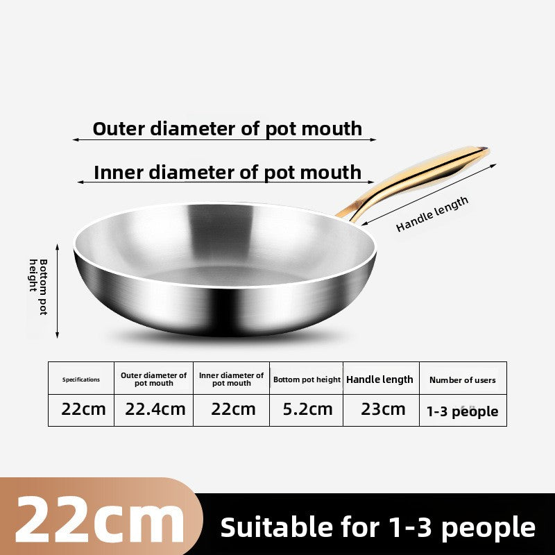 316 Stainless Steel Frying Pan with Foldable Handle