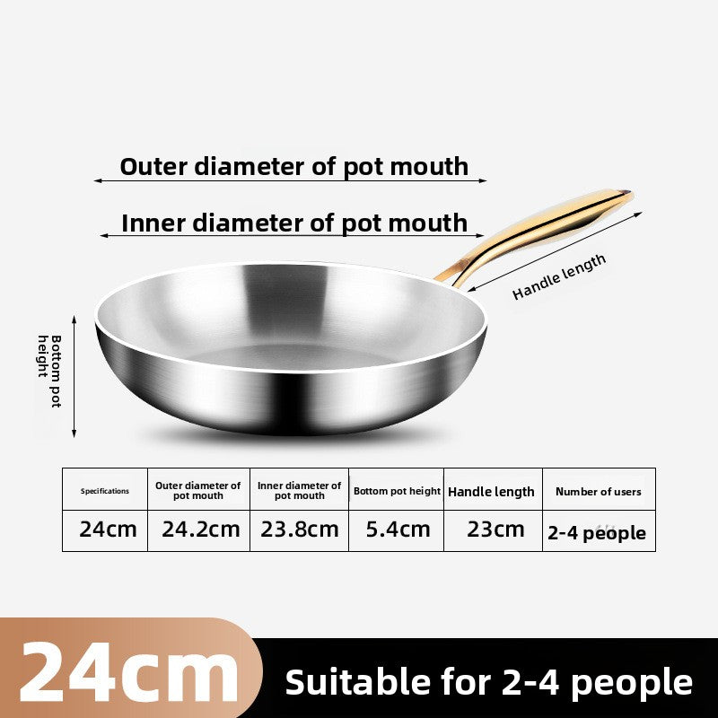 316 Stainless Steel Frying Pan with Foldable Handle