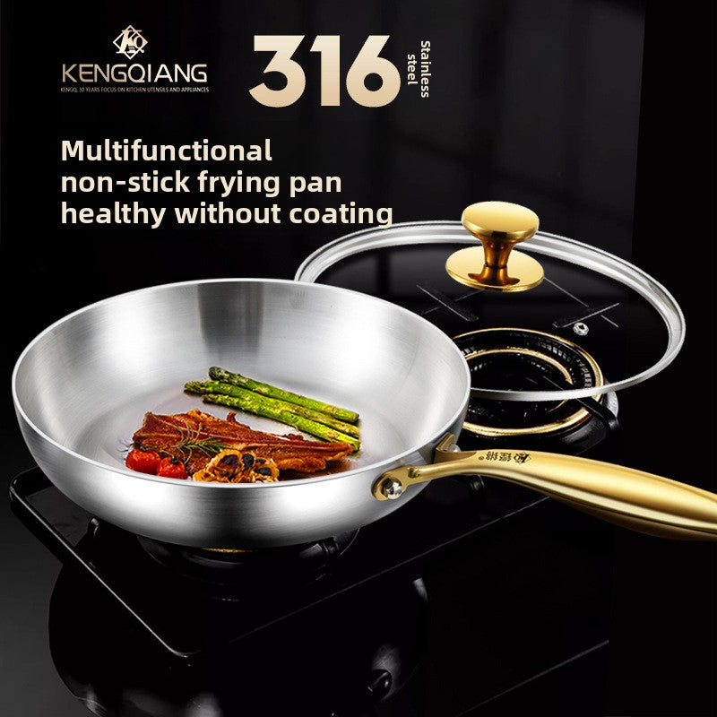316 Stainless Steel Frying Pan with Glass Lid