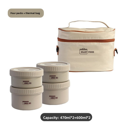 316 Stainless Steel Insulated Lunch Box Japanese Round Multi-Layer Portable Leakproof Bento Box for Office Students