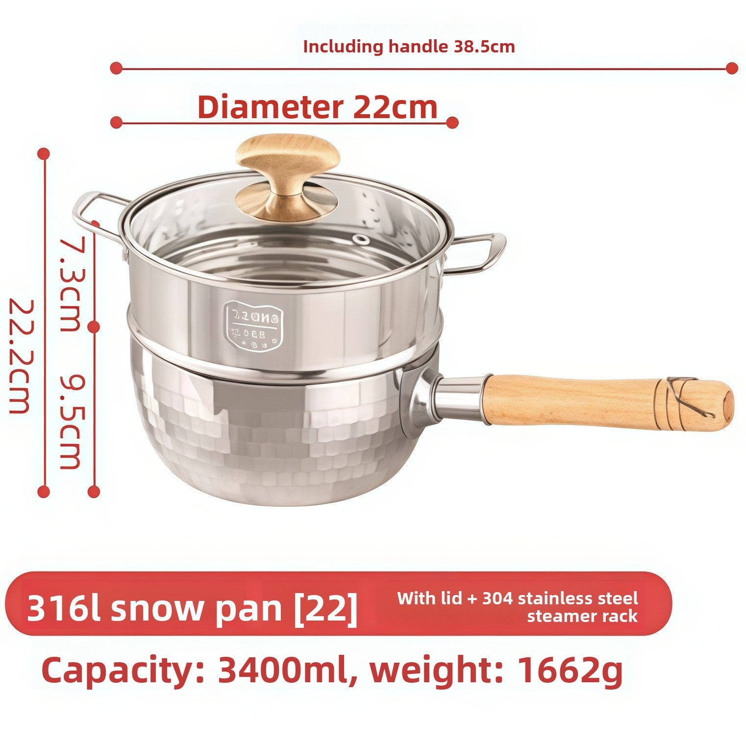 316L Stainless Steel Cooking Pot with Lid