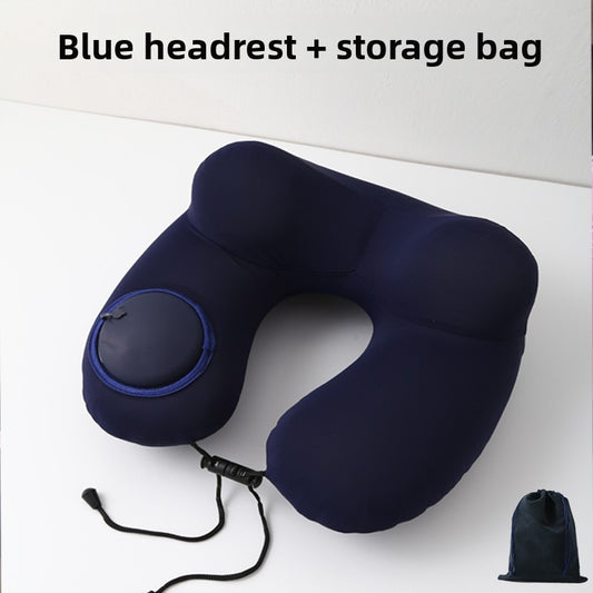 Press-Type Inflatable U-Shaped Travel Neck Pillow Comfort