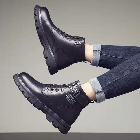 Korean Style Mid to High Top Boots for Men Stylish Streetwear