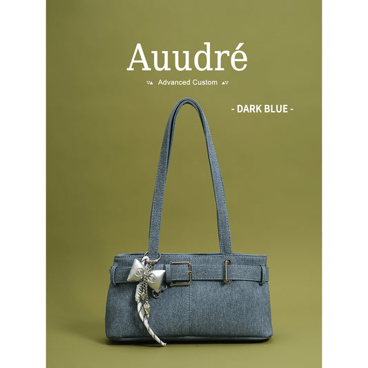 Soft PU Baguette Shoulder Bag with Pendant Daily Chic Style