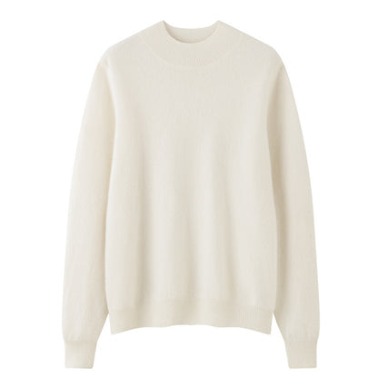 Women's Solid-Color Loose-Fit Mock-Neck Sweater Cozy Comfort