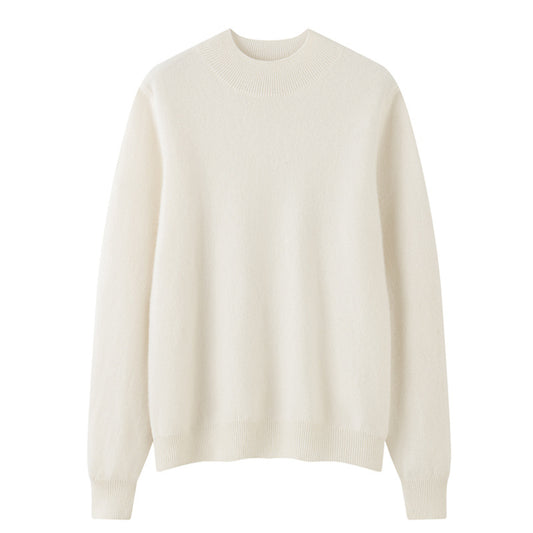 Women's Solid-Color Loose-Fit Mock-Neck Sweater Cozy Comfort