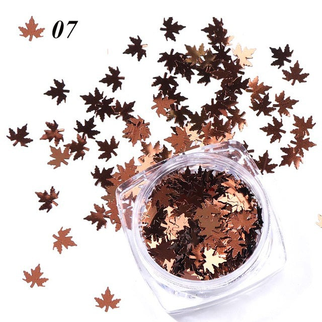 Maple Leaf Gradient Nail Sequins Stylish Nail Decorations