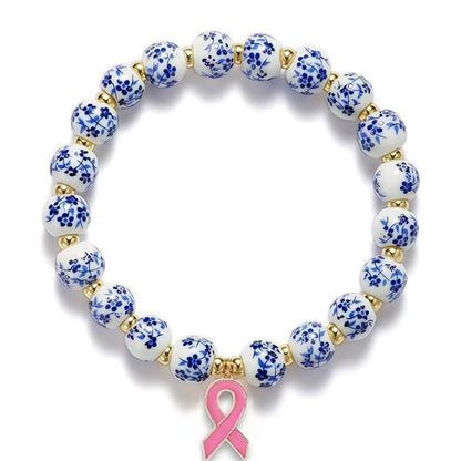 Porcelain Floral Blue & White Ceramic Bracelet for Women