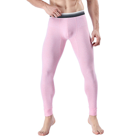 Men’s Cropped Long Johns Warm Cotton Belly Control Bottom Pants