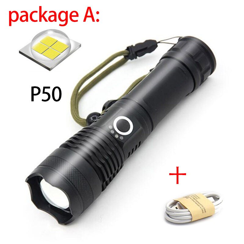 USB Charging Zoom P50 Flashlight – High Power LED Torch