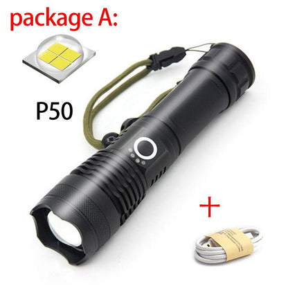 USB Charging Zoom P50 Flashlight – High Power LED Torch