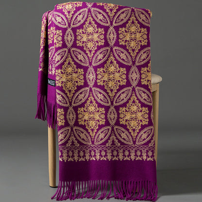 Buy Autumn Winter Golden Silk Lily Embroidered Xinjiang Cashmere