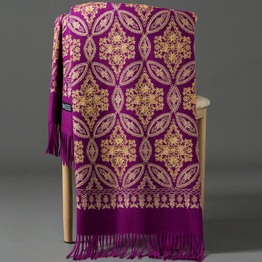 Buy Autumn Winter Golden Silk Lily Embroidered Xinjiang Cashmere