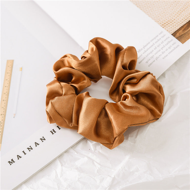 Satin Cloth Hair Tie Set – Large Circle Solid Color Hair Bands