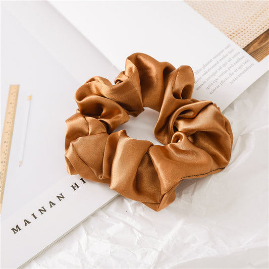 Satin Cloth Hair Tie Set – Large Circle Solid Color Hair Bands