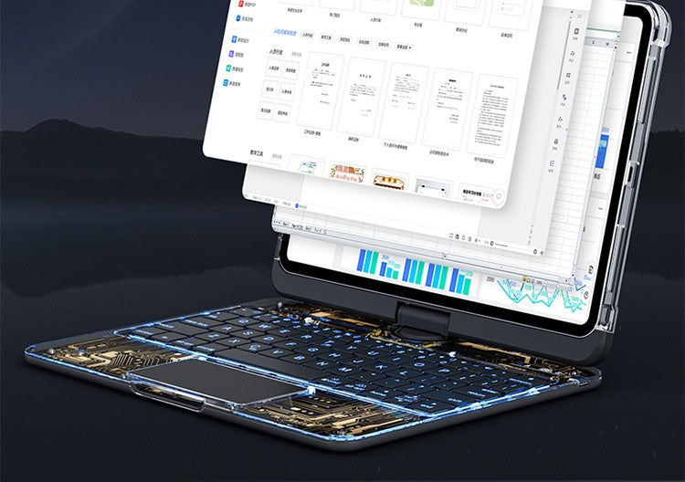 360 Swivel Keyboard Clear Case for iPad with Smart Trackpad