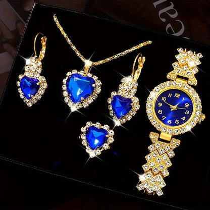 Colorful Crystals Quartz Jewelry Suit with Watch Stylish Set