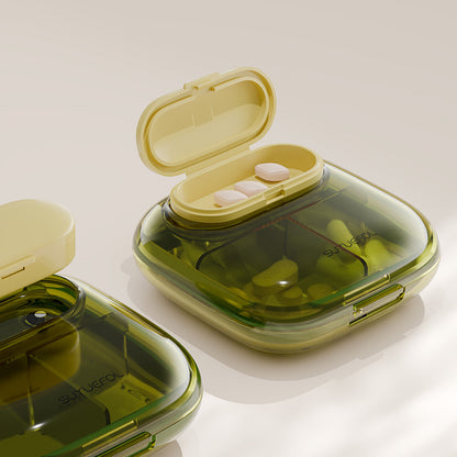 Portable Daily Pill Organizer with Secure Lid Storage