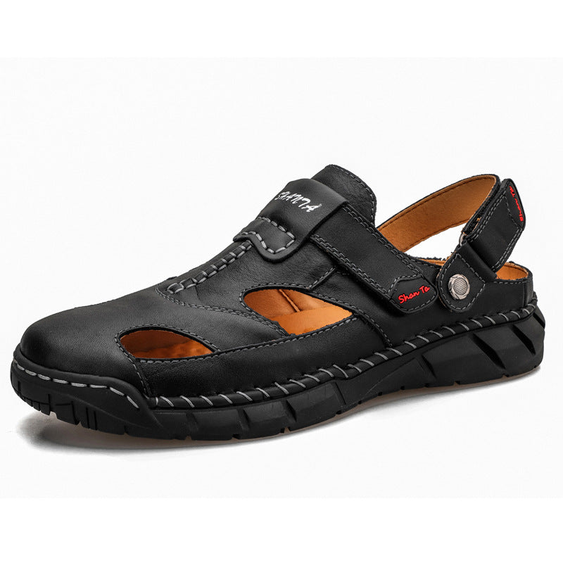 Men’s Trendy Large-Size Sandals With Velcro & Stitched Design