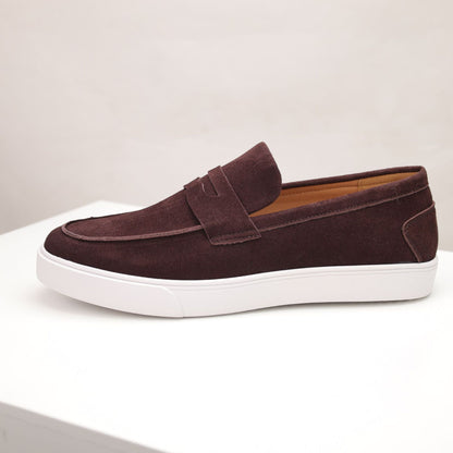 Mens Genuine Leather Slip-On Loafers Breathable Casual Shoes
