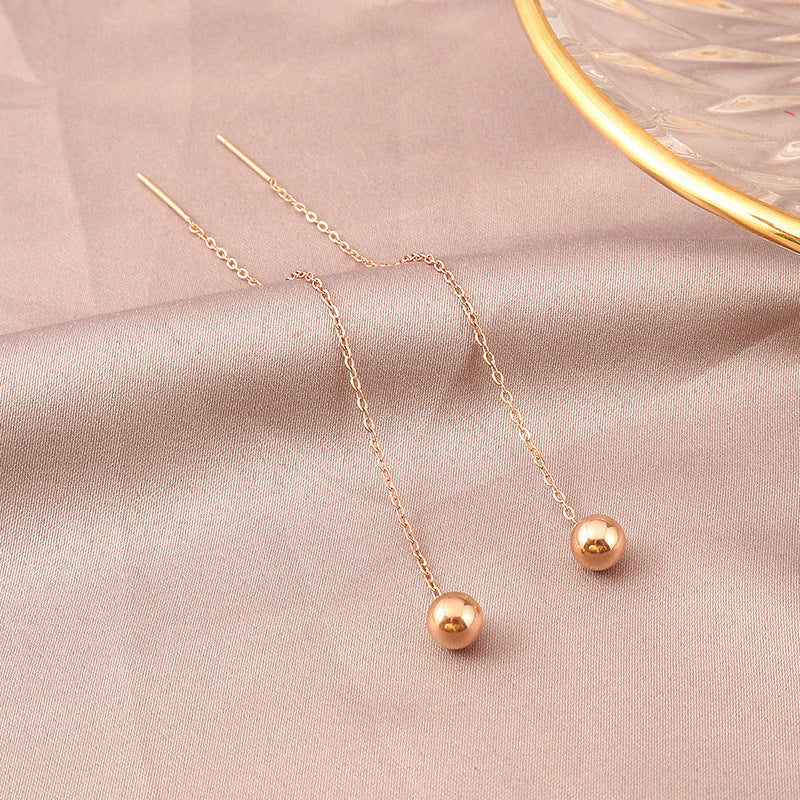 Titanium Steel Bead Earrings Korean Style Chic Jewelry Wear