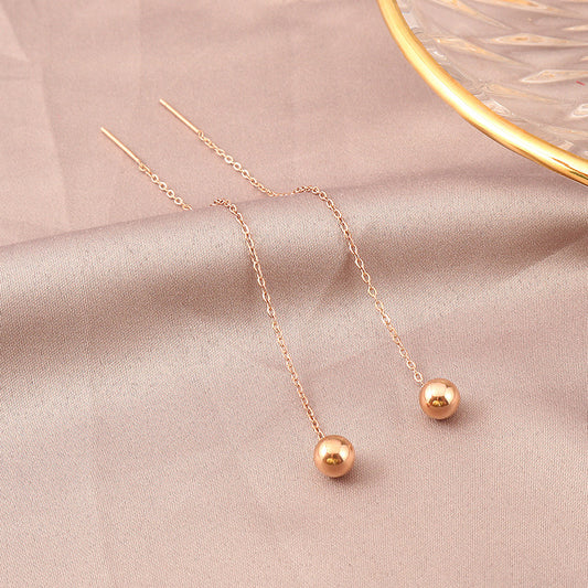 Titanium Steel Bead Earrings Korean Style Chic Jewelry Wear