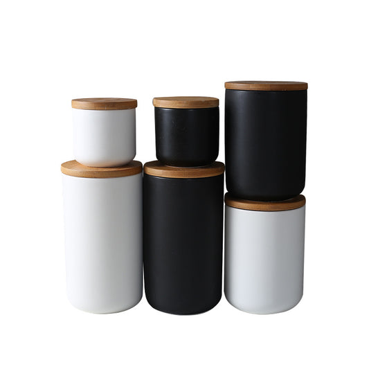 Buy First Kitchen Ceramic Wooden Lid Sealed Storage Jar Set
