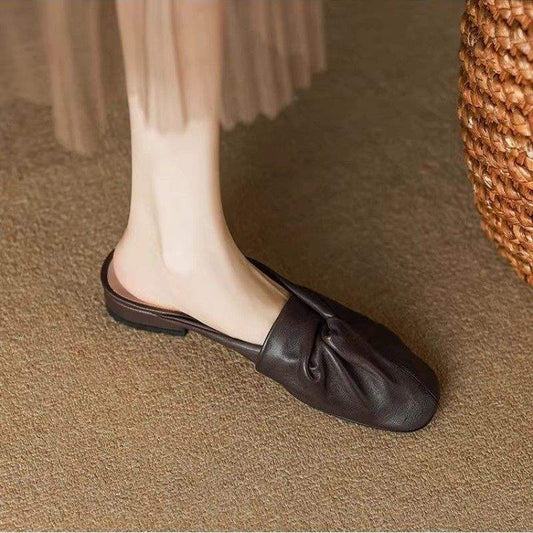 Soft Leather Low Heel Sandals for Women Comfort
