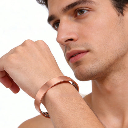 Simple Polished Red Copper Magnetic Bracelet Stylish Jewelry