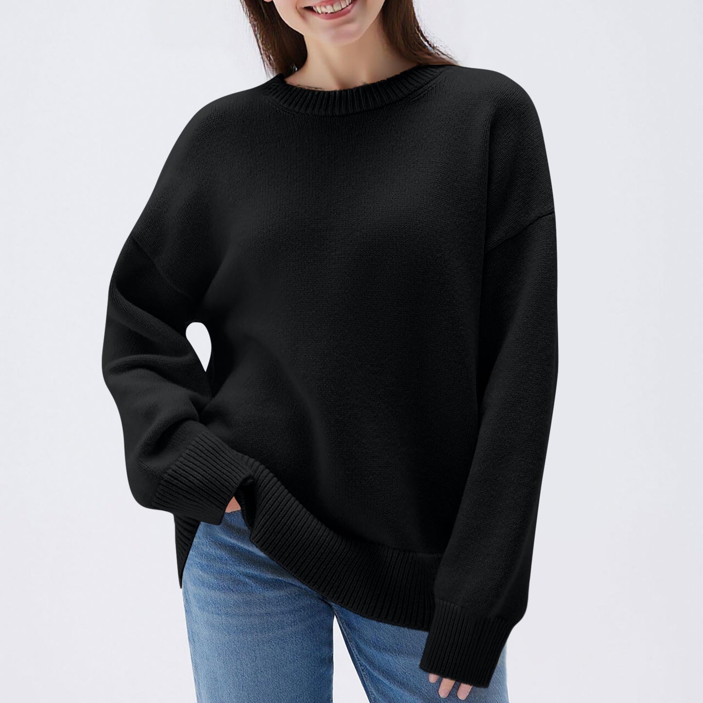 Women’s Round Neck Long-Sleeved Sweatshirt Casual & Loose Fit