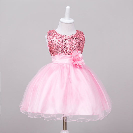 Buy Baby Sequin Dress Flower Girl Wedding Princess Dress Stylish