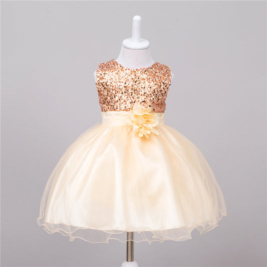 Buy Baby Sequin Dress Flower Girl Wedding Princess Dress Stylish