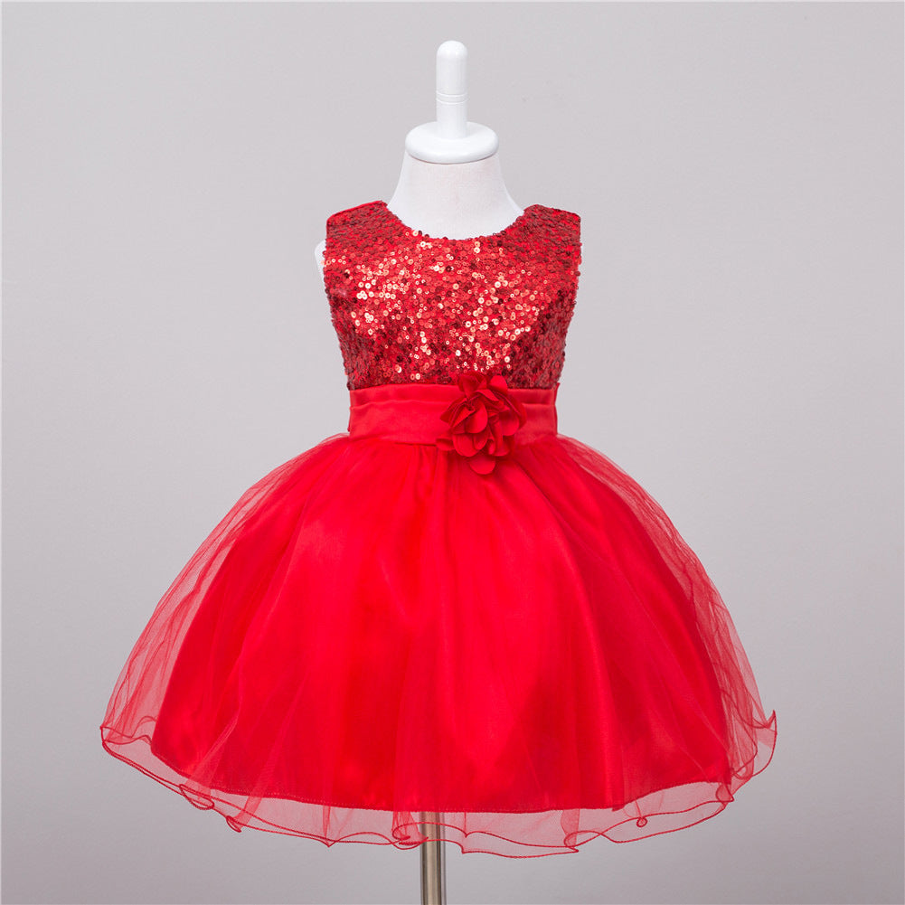 Buy Baby Sequin Dress Flower Girl Wedding Princess Dress Stylish