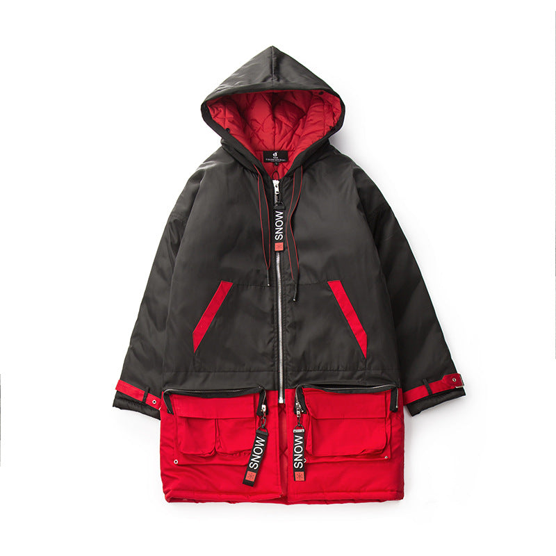 Patchwork Thick Hooded Parka Comfortable & Fashionable Jacket