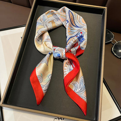 Yellow Small Square Silk Scarf For Women Fashion Accessory
