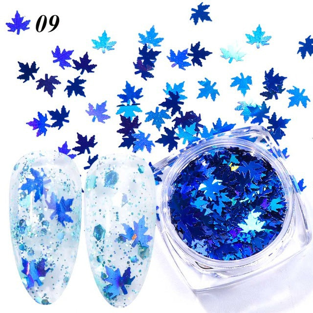 Maple Leaf Gradient Nail Sequins Stylish Nail Decorations